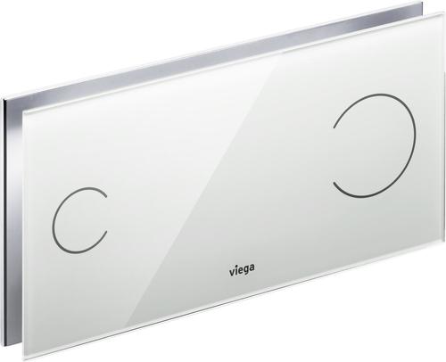 картинка Инсталляционная кнопка стекло проз.светло серый с двумя круглыми кнопками  [Visign for More 100 /8352.1] от Торгового Дома Империал
